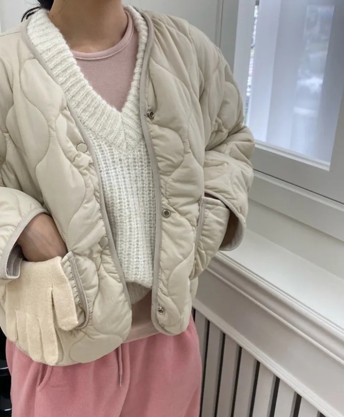 Quilted pattern cotton coat single-breasted coat