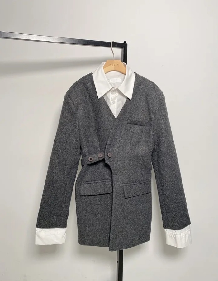 Autumn and winter all-match business suit clip cotton niche coat