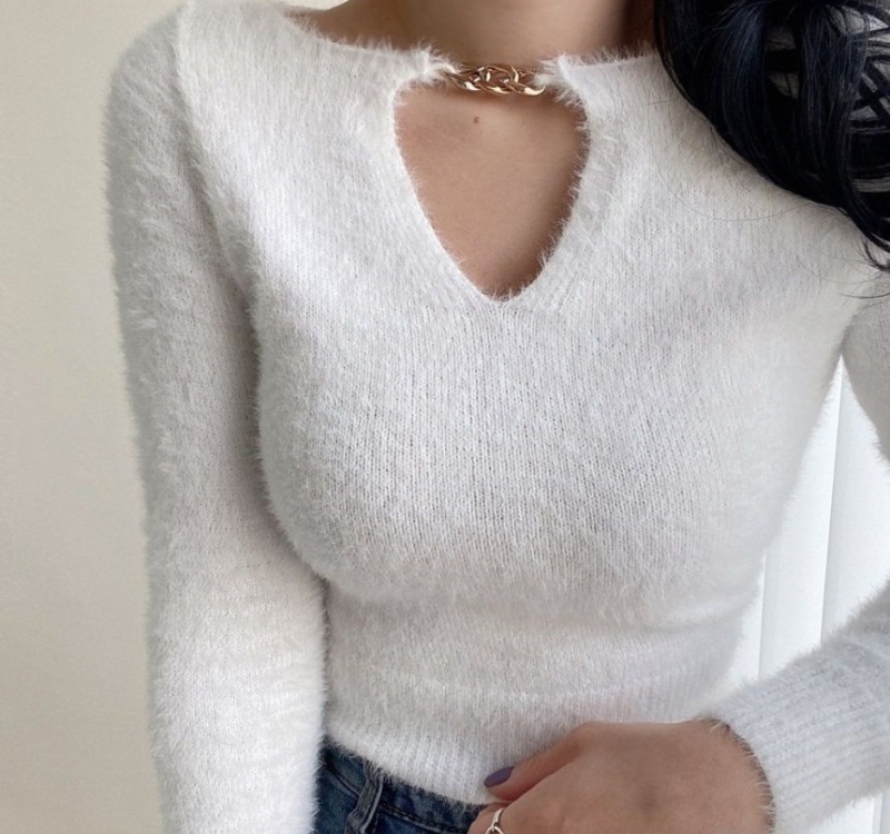 Cozy chain sweater hollow autumn and winter tops