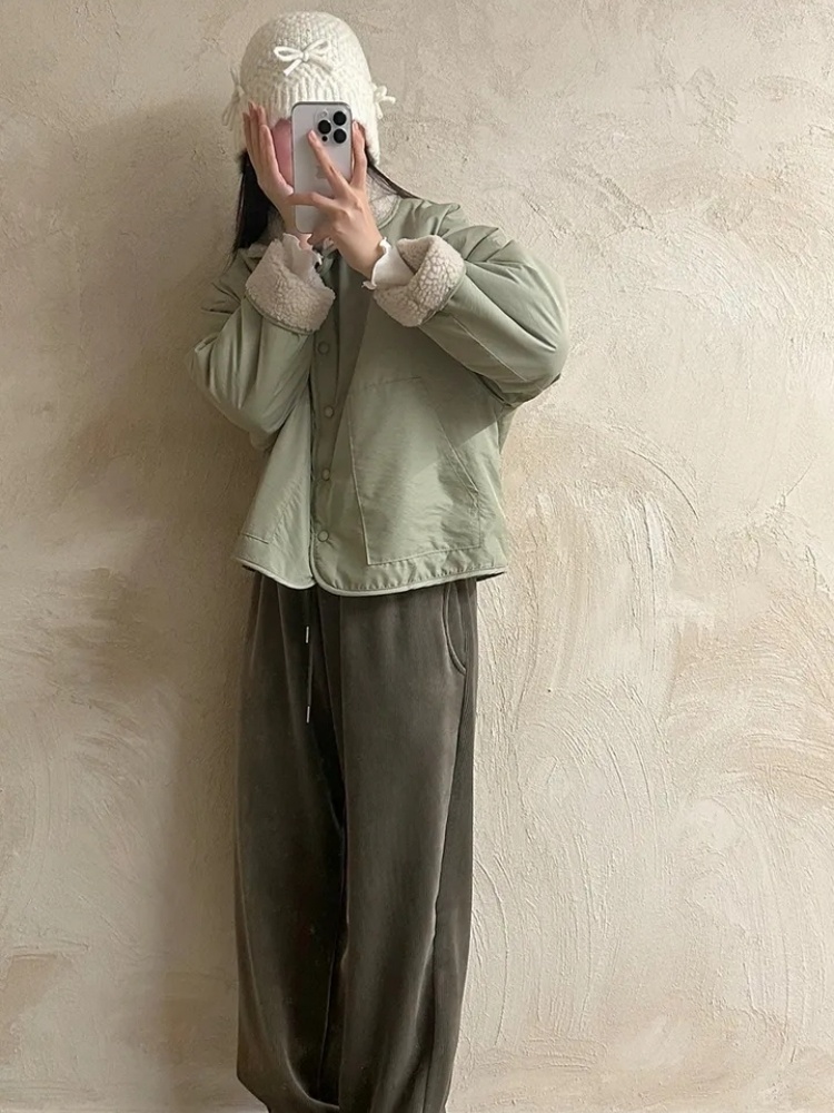 Korean style cotton coat simple coat for women