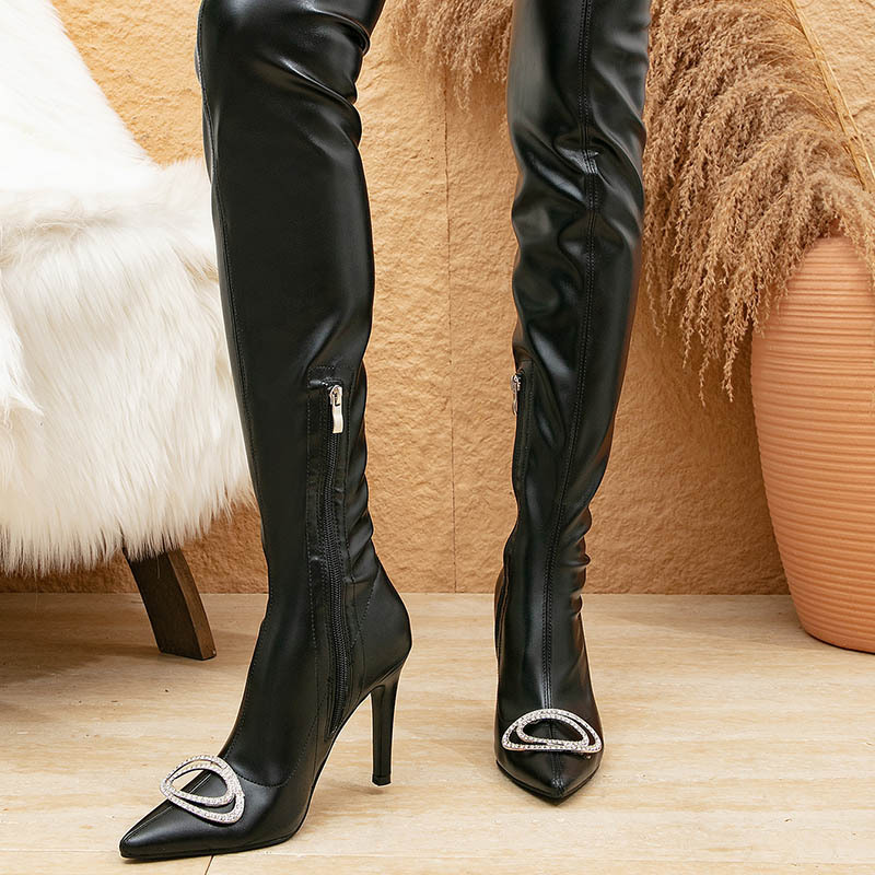 High-heeled women's boots rhinestone thigh boots for women