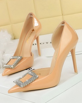Pointed metal buckles shoes fine-root high-heeled shoes