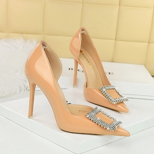 Pointed metal buckles shoes fine-root high-heeled shoes