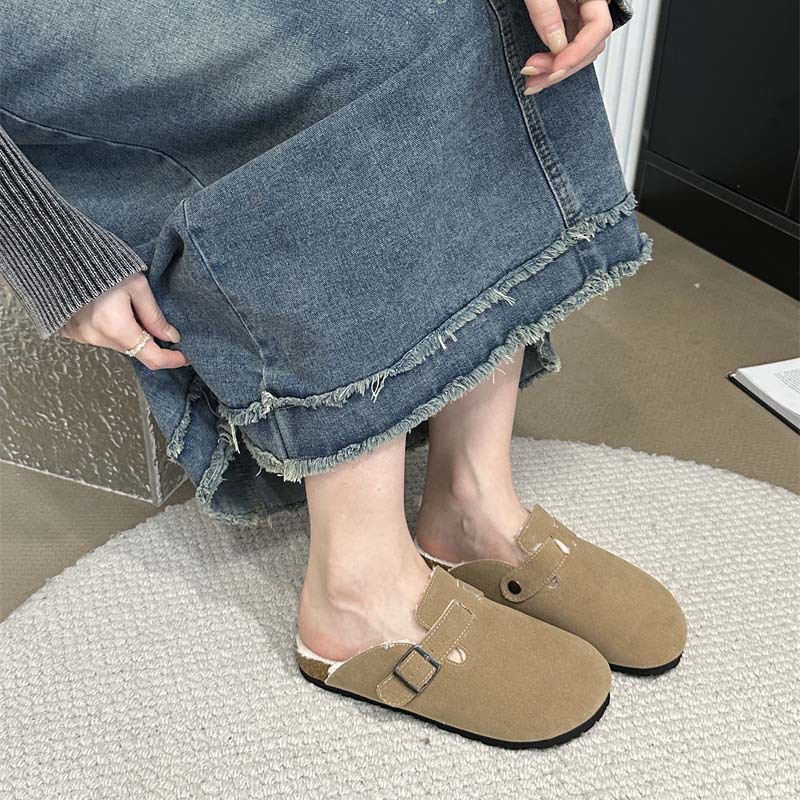 Flat autumn slippers belt buckle elmo lazy shoes for women