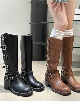 Belt buckle women's boots thick thigh boots for women
