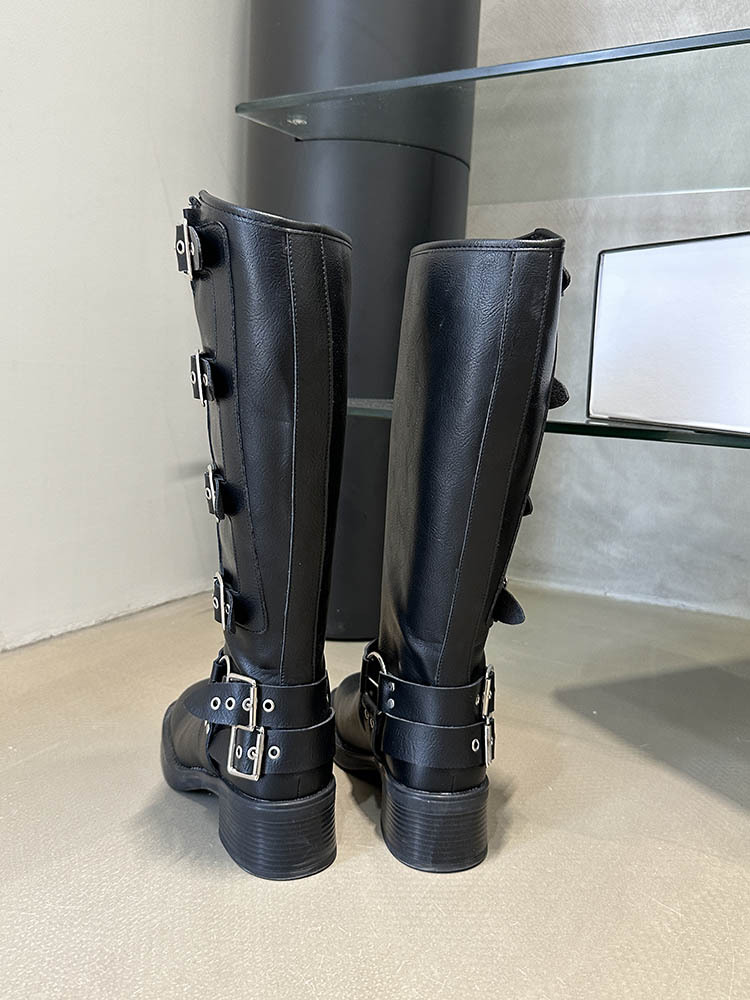 Belt buckle women's boots thick thigh boots for women