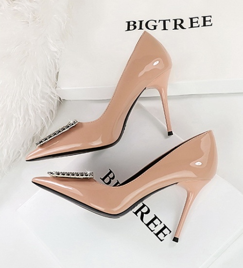 Low glossy high-heeled shoes banquet shoes for women