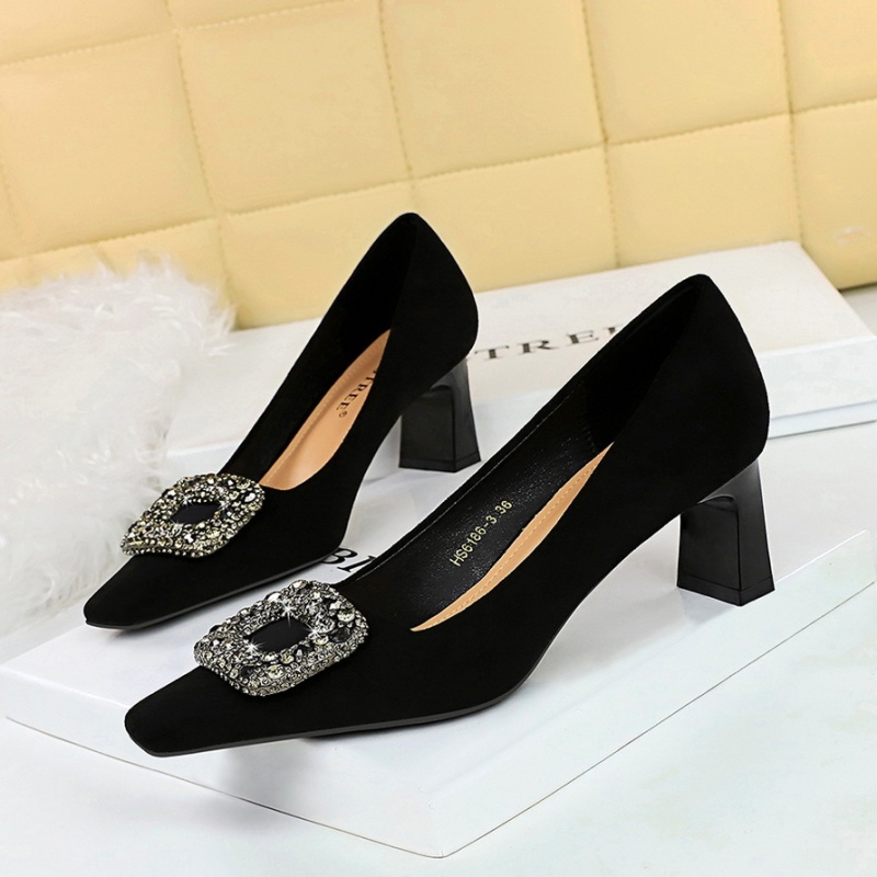 All-match square head shoes broadcloth high-heeled shoes for women