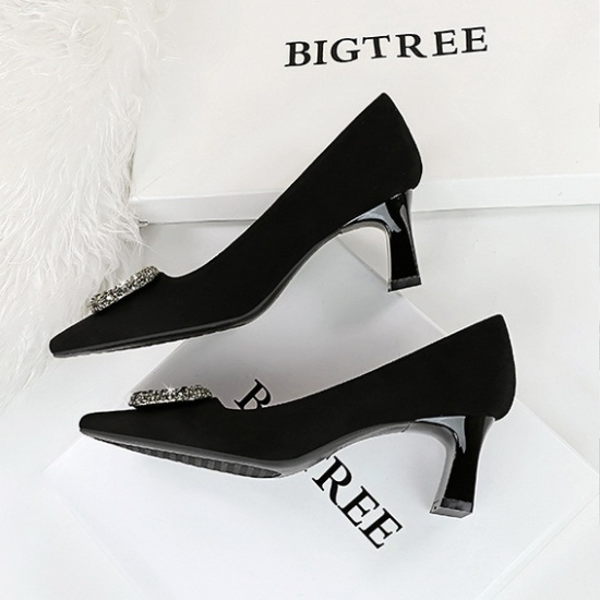All-match square head shoes broadcloth high-heeled shoes for women