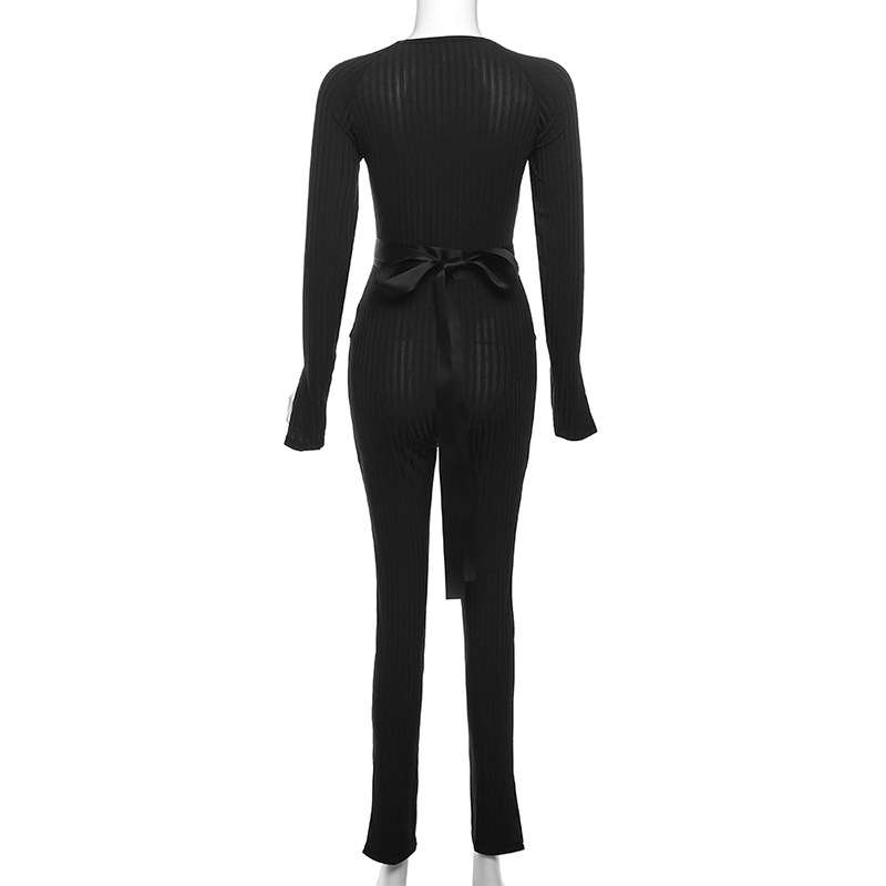 Tight Casual jumpsuit screw thread long pants for women