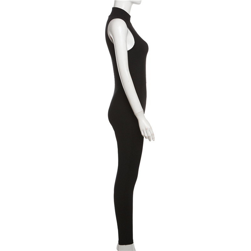 Sports high waist slim autumn sleeveless jumpsuit for women