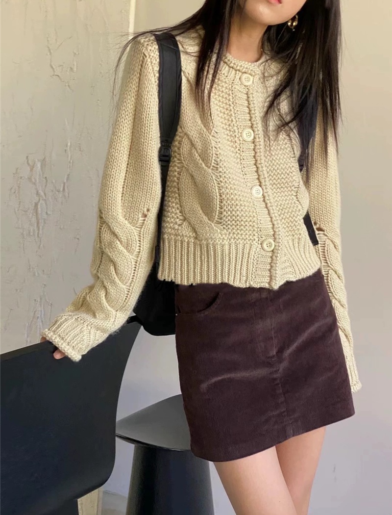 Twist short sweater knitted coat for women