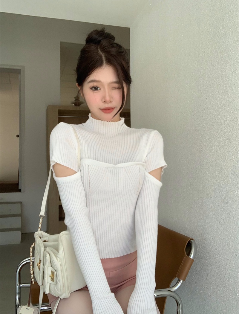 Hollow slim sweater long sleeve tops for women