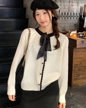 Short bow sweater autumn and winter retro tops