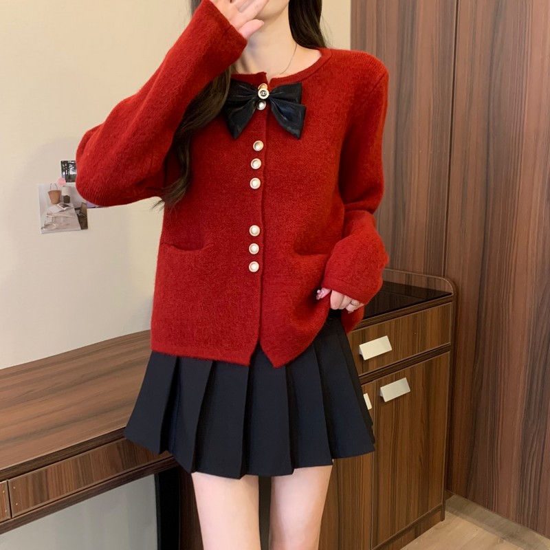 Autumn and winter all-match coat bow loose sweater