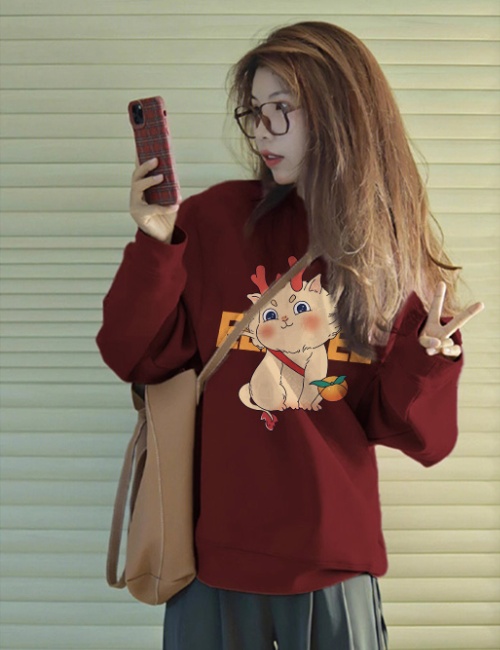Round neck autumn and winter hoodie for women