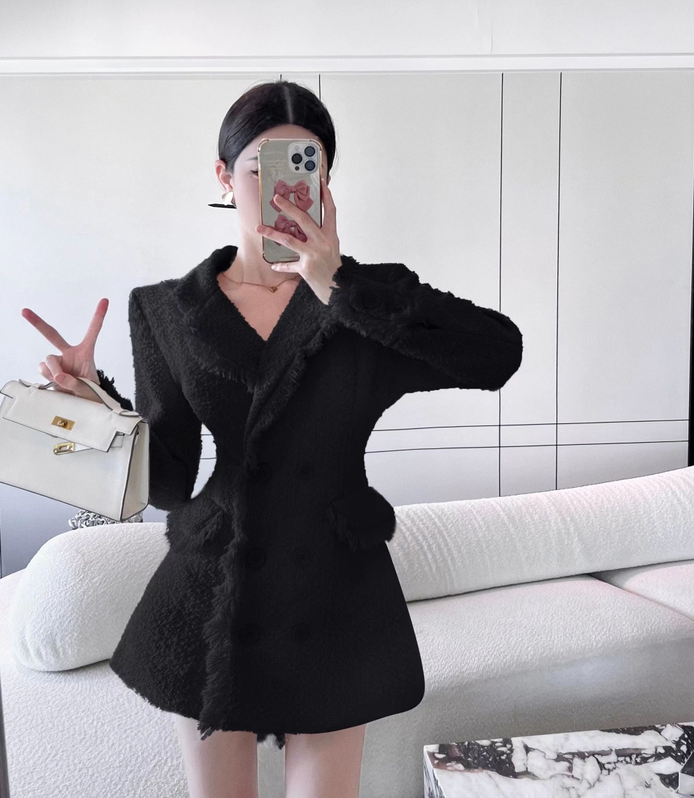 Thick chanelstyle business suit pinched waist jacket