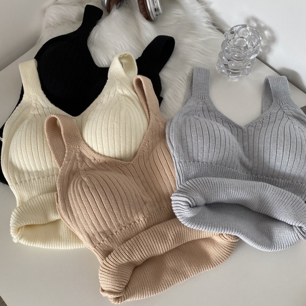 Thick knitted with chest pad vest thermal plus velvet tops