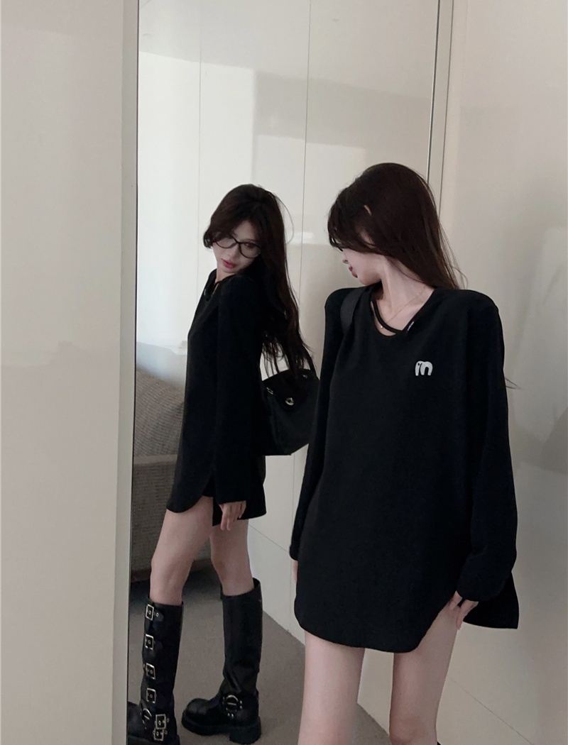 Long autumn and winter low collar bottoming shirt