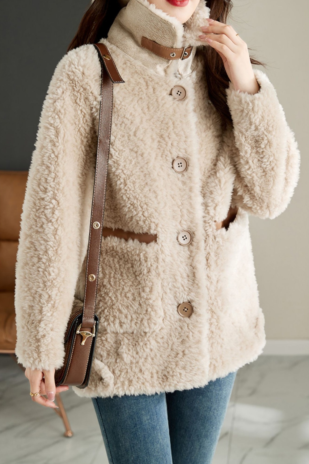 Fashion winter overcoat wool short coat for women