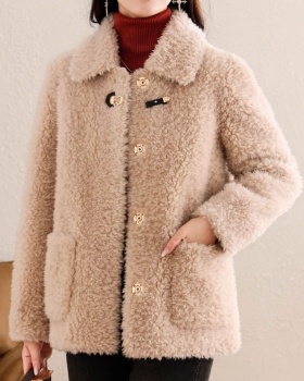 Winter lambs wool coat short overcoat for women