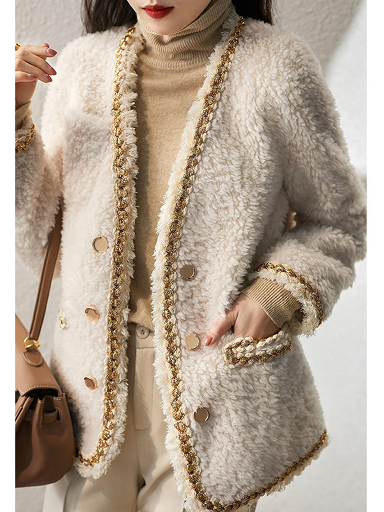 Lambs wool thick autumn France style chanelstyle coat
