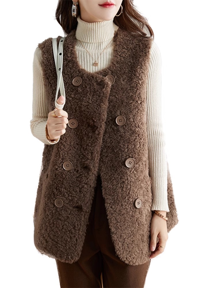 Velvet jacket long vest winter fur coat for women