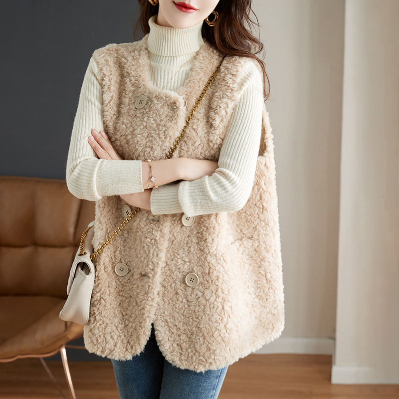 Fashion velvet jacket waistcoat winter fur coat for women