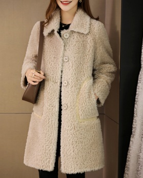 Long winter coat lambs wool light fur coat for women
