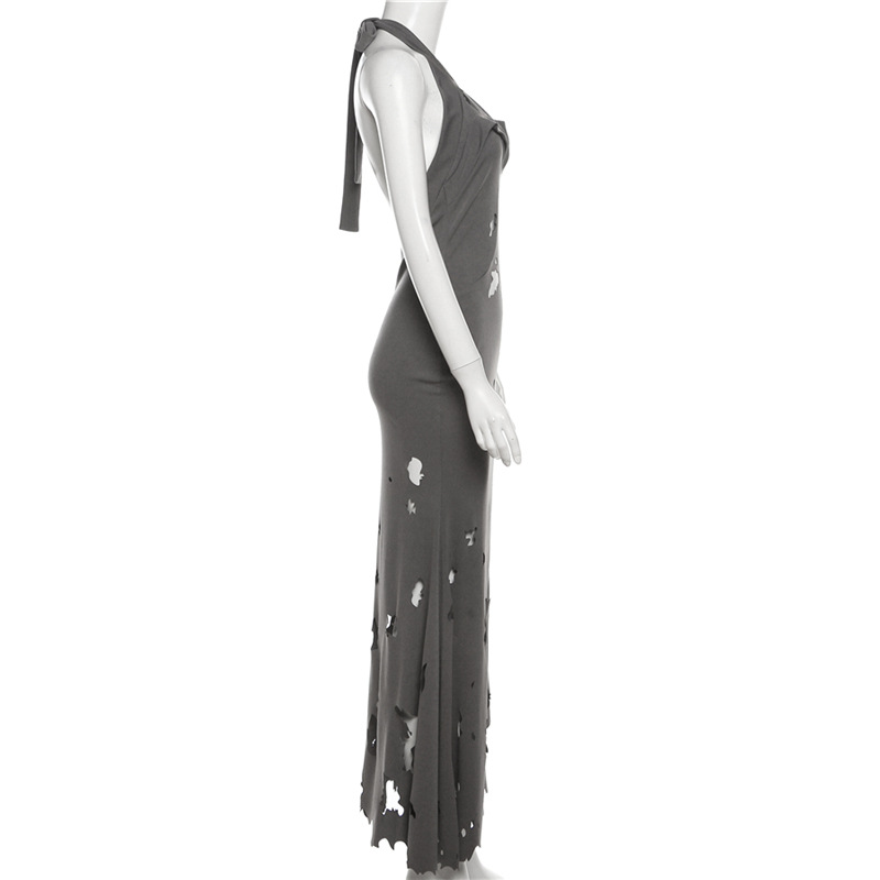 European style sling slim holes sexy dress for women