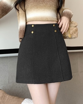 Twill American style skirt package hip woolen short skirt