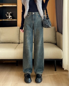 Soft high waist wide leg pants straight pants jeans