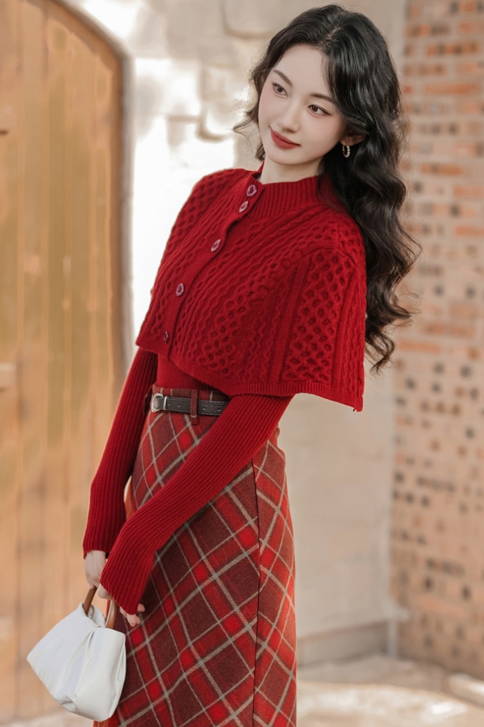 Red thick christmas sweater a set