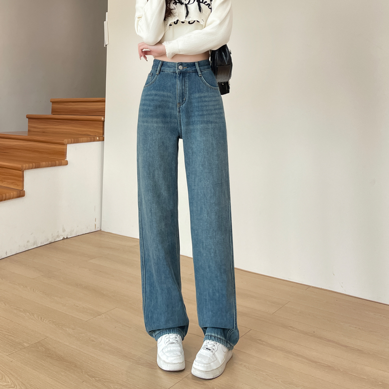 Drape high waist mopping high quality jeans for women