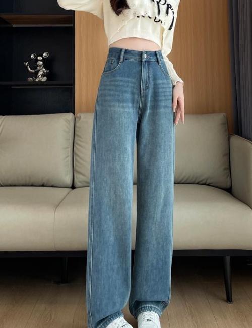 Drape high waist mopping high quality jeans for women