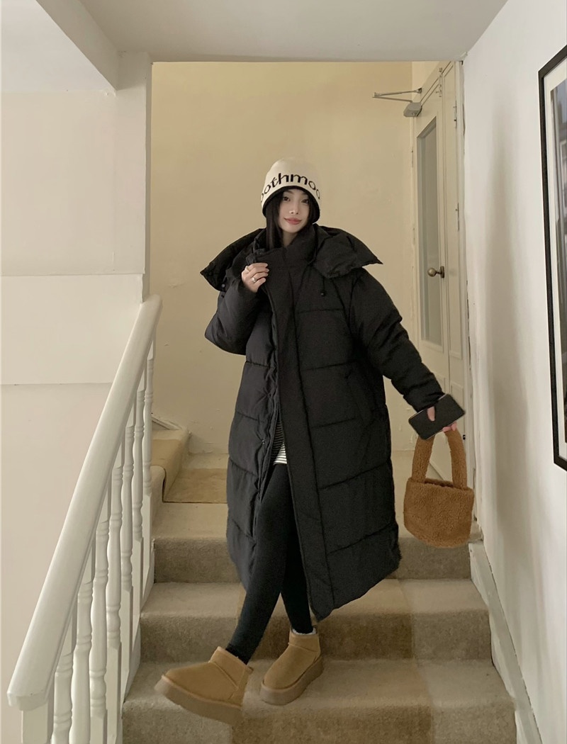 Winter loose down cotton coat thick thermal hooded coat