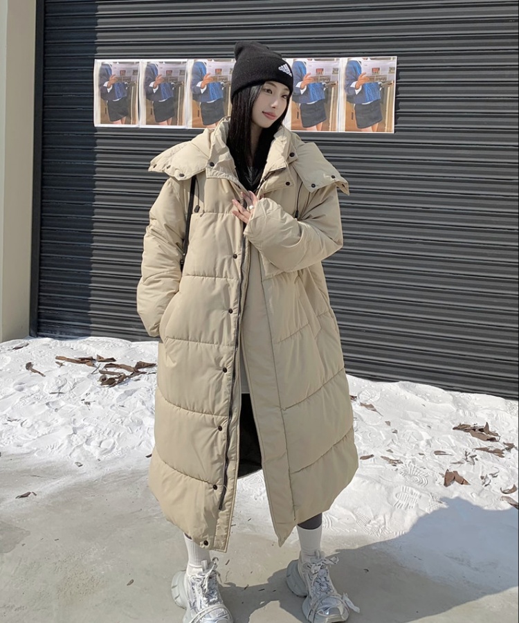 Winter loose down cotton coat thick thermal hooded coat