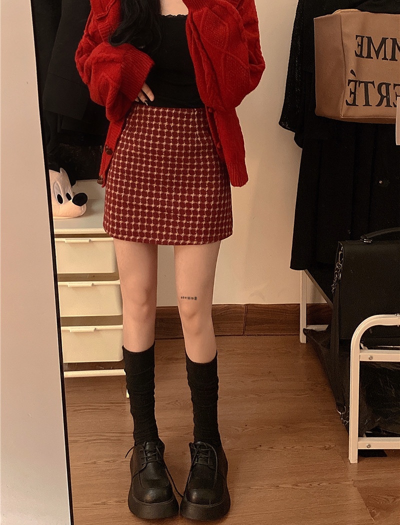 High waist autumn and winter package hip skirt for women
