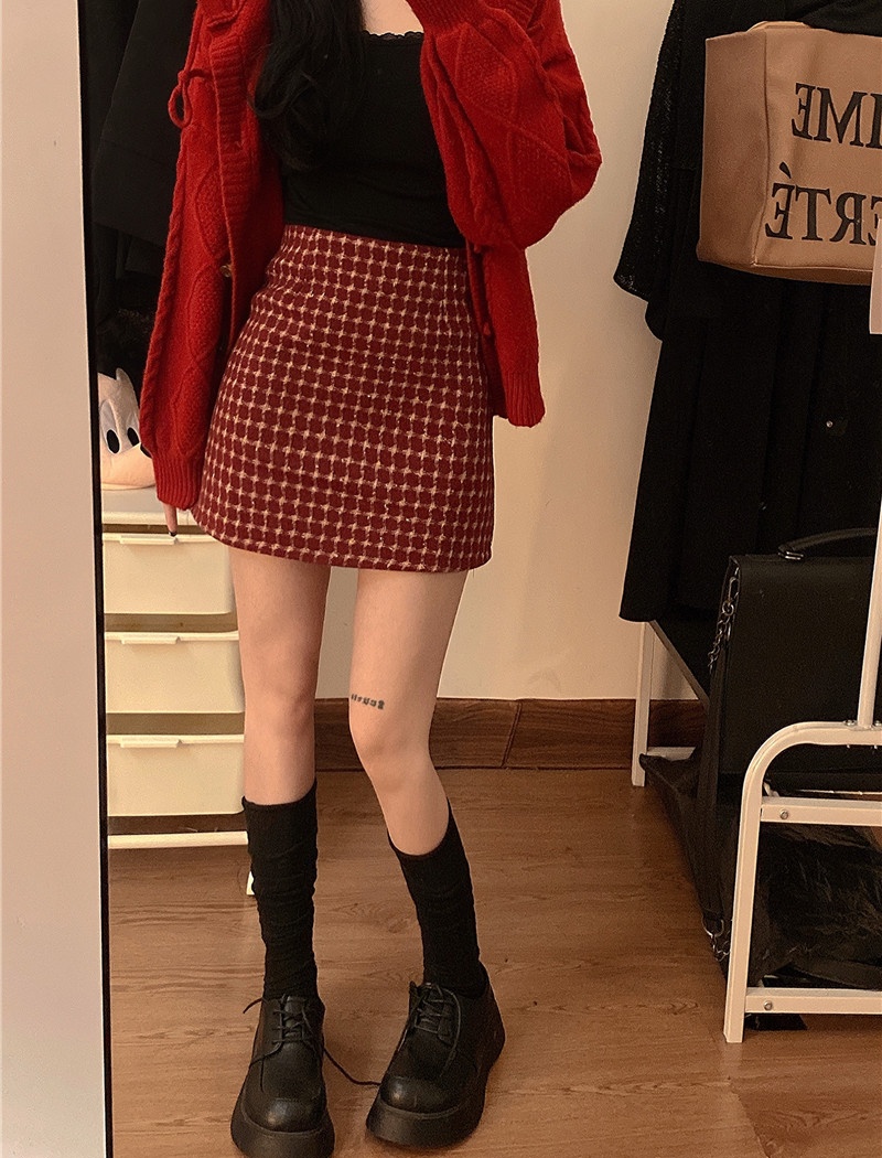 High waist autumn and winter package hip skirt for women