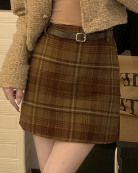 Autumn Casual A-line package hip plaid retro skirt