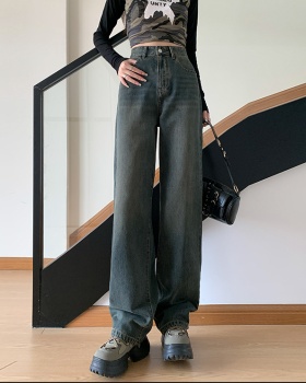 Show high straight long pants wide leg jeans for women