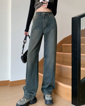 Show high loose jeans wide leg long pants for women