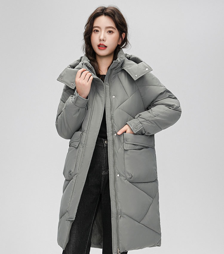 Thermal thick coat exceed knee cotton coat for women