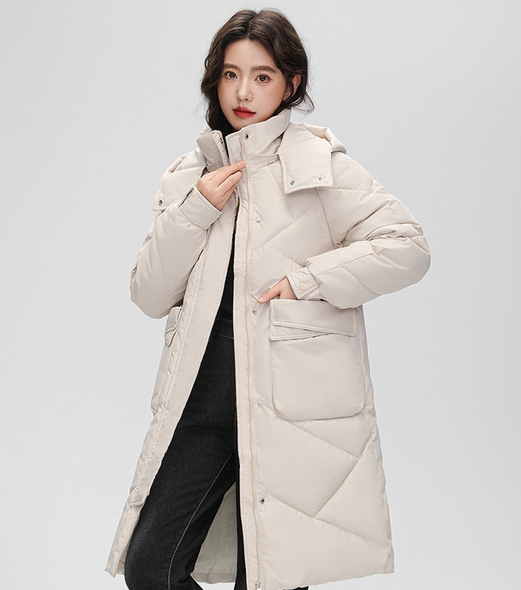 Thermal thick coat exceed knee cotton coat for women