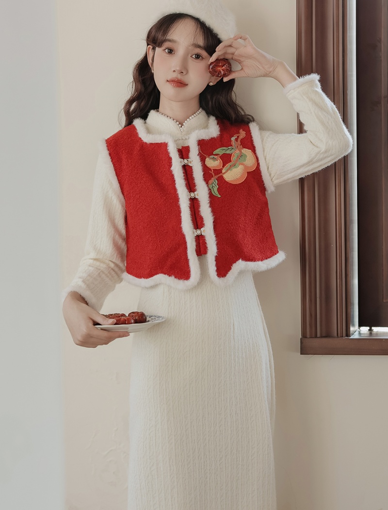 Thick dress Chinese style cheongsam 2pcs set