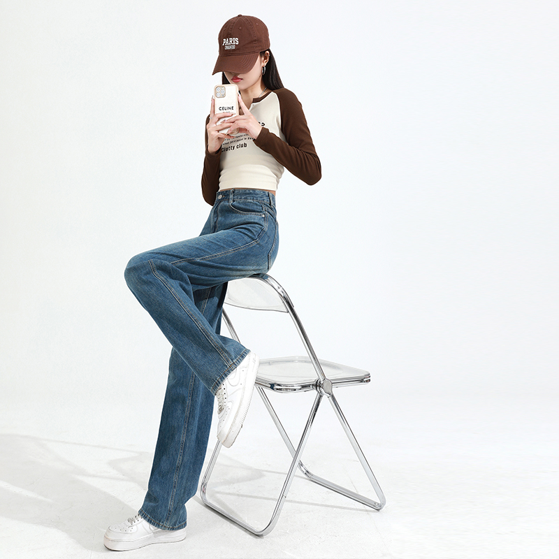 Autumn and winter slim jeans mopping wide leg pants