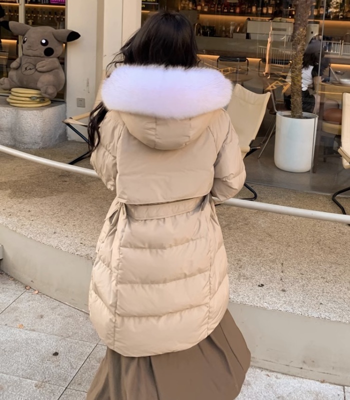 Western style beige down coat thermal fashion coat for women