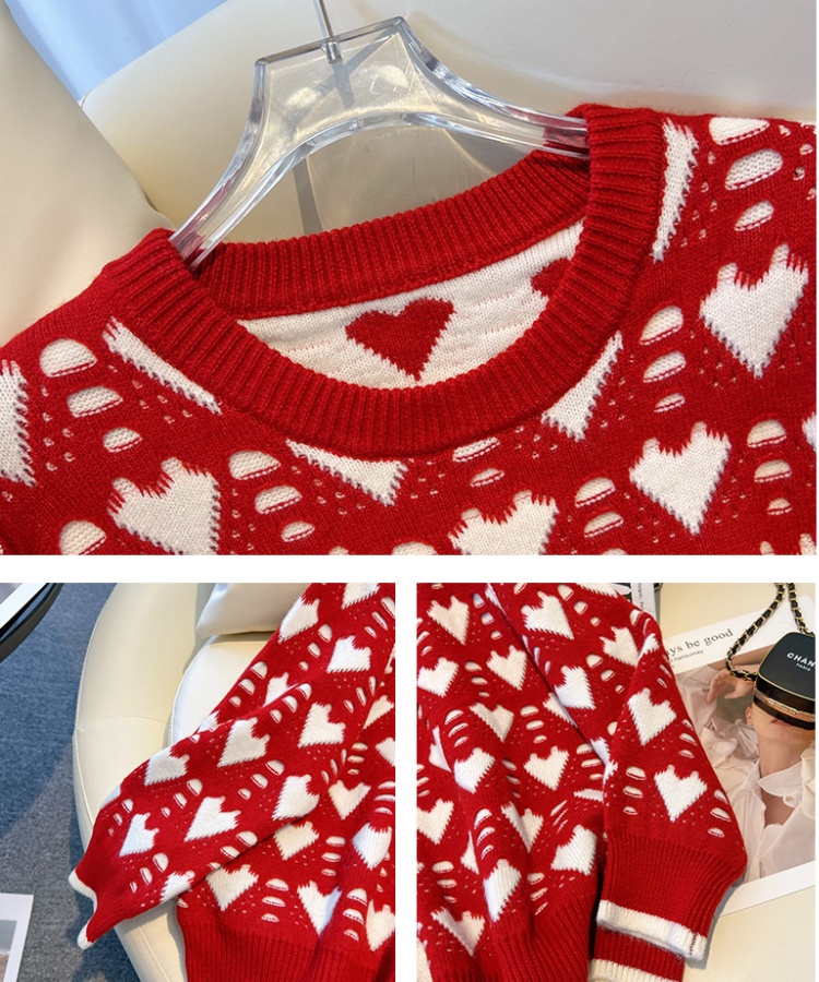 Heart lazy jacquard wears outside sweater for women