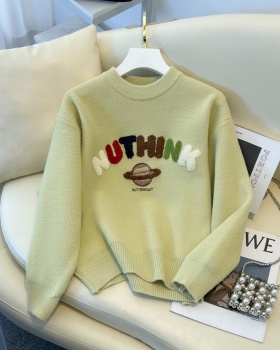 Loose embroidery letters student sweater for women