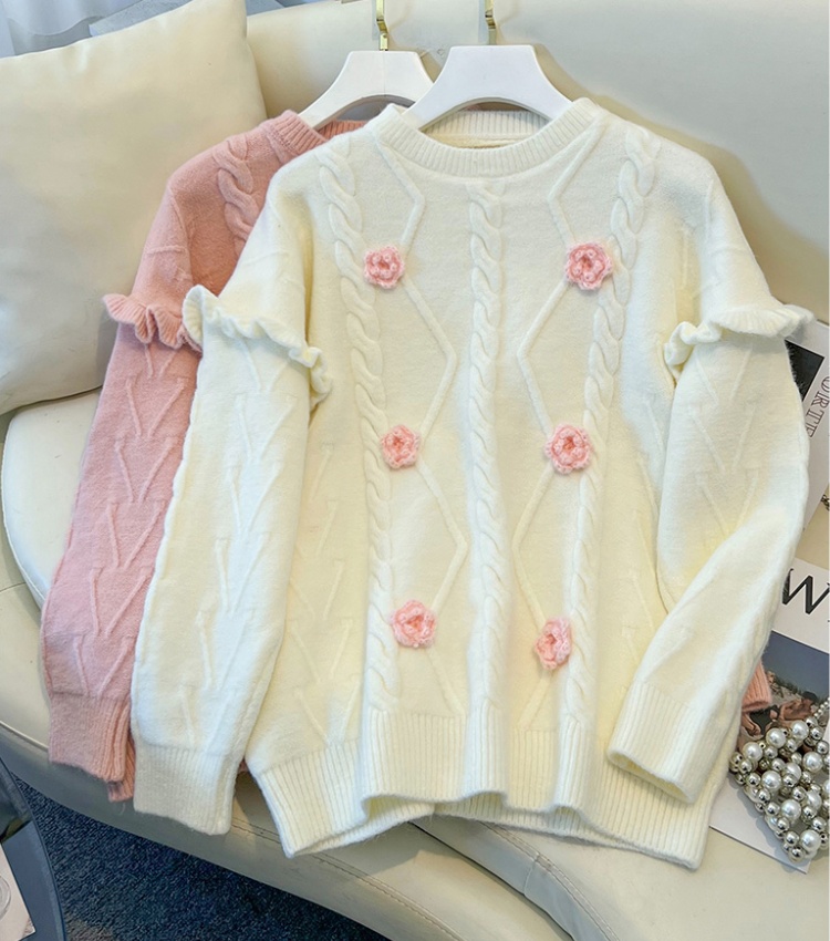 Flowers pullover student stereoscopic sweater for women